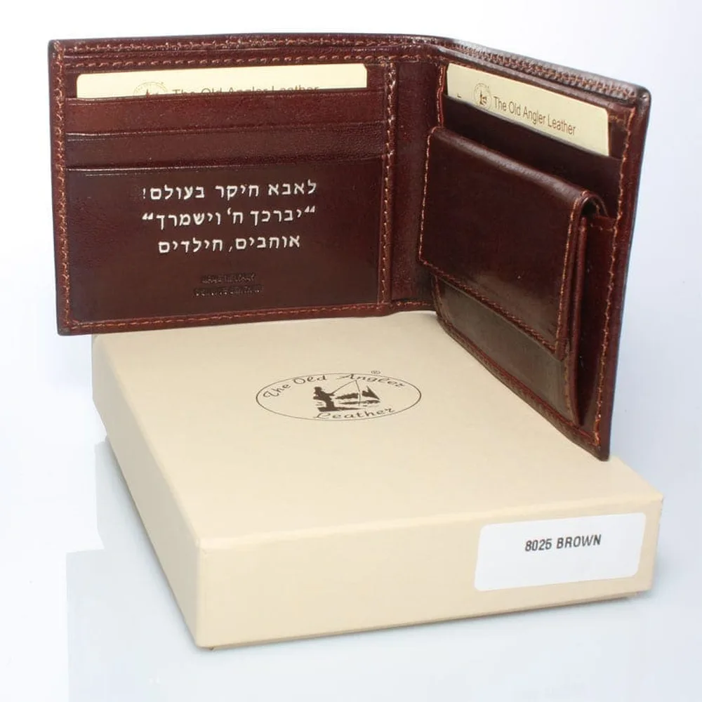 ארנק עור איטלקי אולד אנגלר דגם 8025 בצבע חום